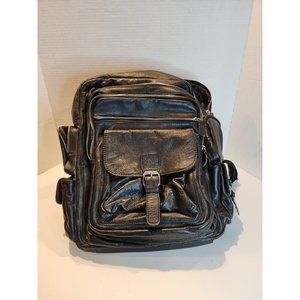 TIDING Genuine Black Leather Backpack 13 Compartment Soft Feel
